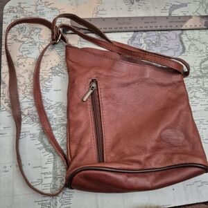Designer Leather Crossbody Bag in Rich Brown
